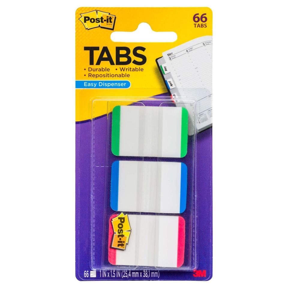 Post-It Tabs 25.4 x 38.1mm Assorted Pack 3