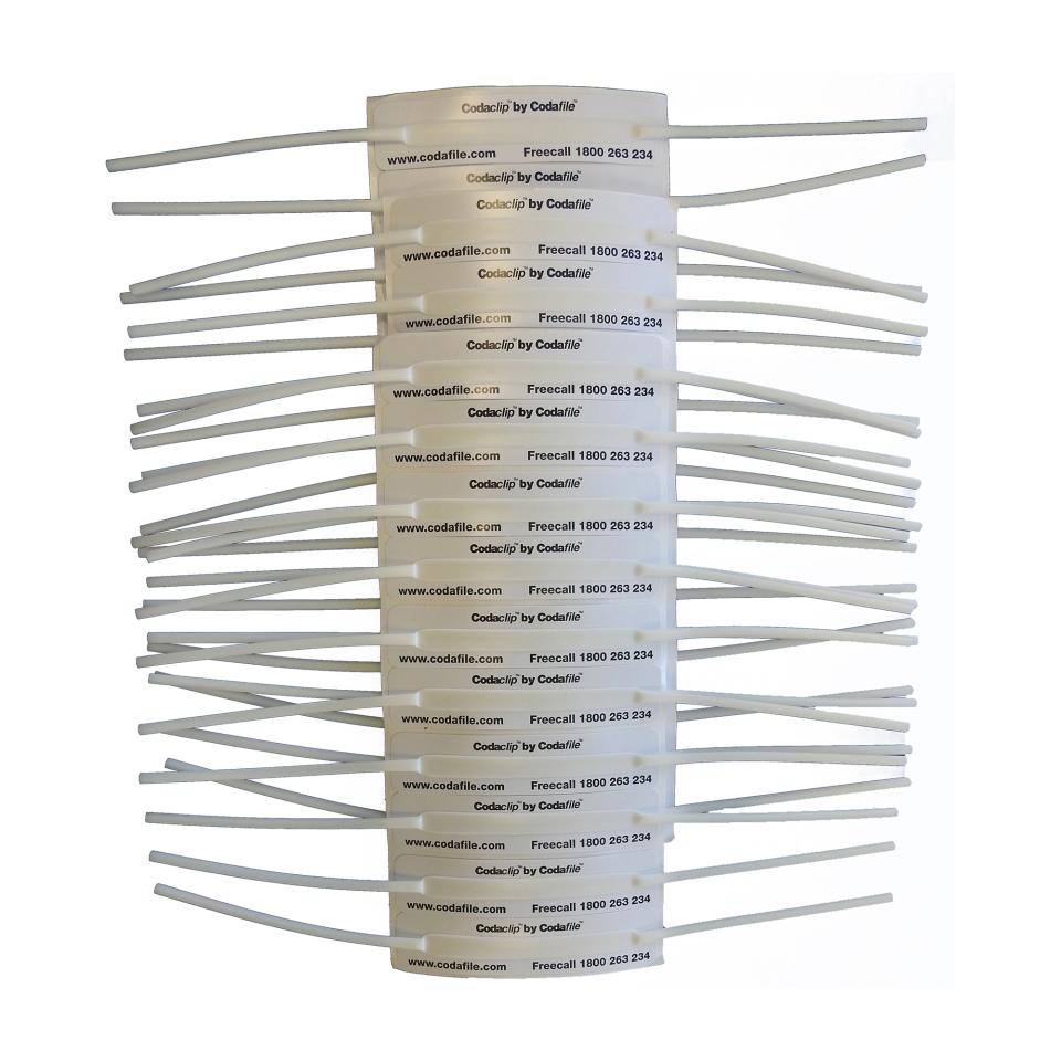 Codafile 238000 Fastener Self Adhesive Base Only Extra Long 285mm White Pack 100