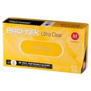 Protek Ultra Clear Disposable Vinyl Gloves Powdered Clear Medium Box 100