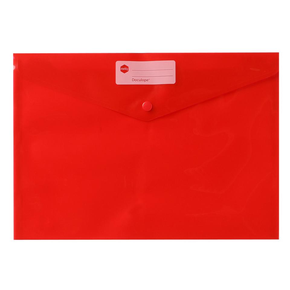 Marbig Envelope Document Holder A4 Button Red Pack 10