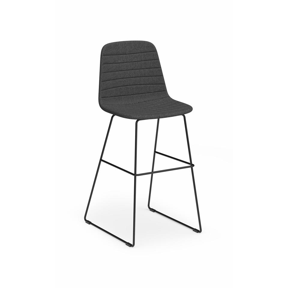 OLG Sofia Barstool with Sled Powdercoated Base Seat Height 420mm Upholstered Fabric Image