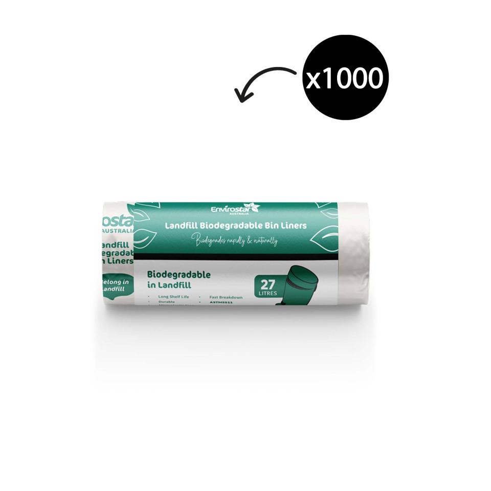 Envirostar Landfill Biodegradable Bin Liners Opaque 27 Litre Roll 50 Carton 1000 Image