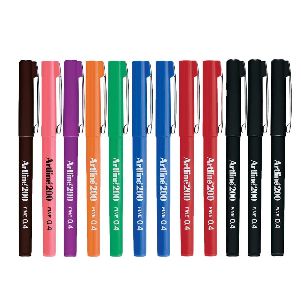 Artline 200 Pens 0.4mm 8 Assorted Colours Box 12 | Winc