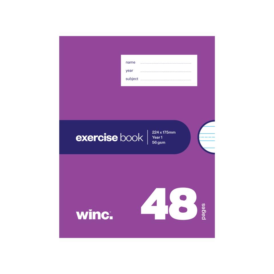 Winc Exercise Book 224x175mm Year 1 24mm Ruled 56gsm 48 Pages