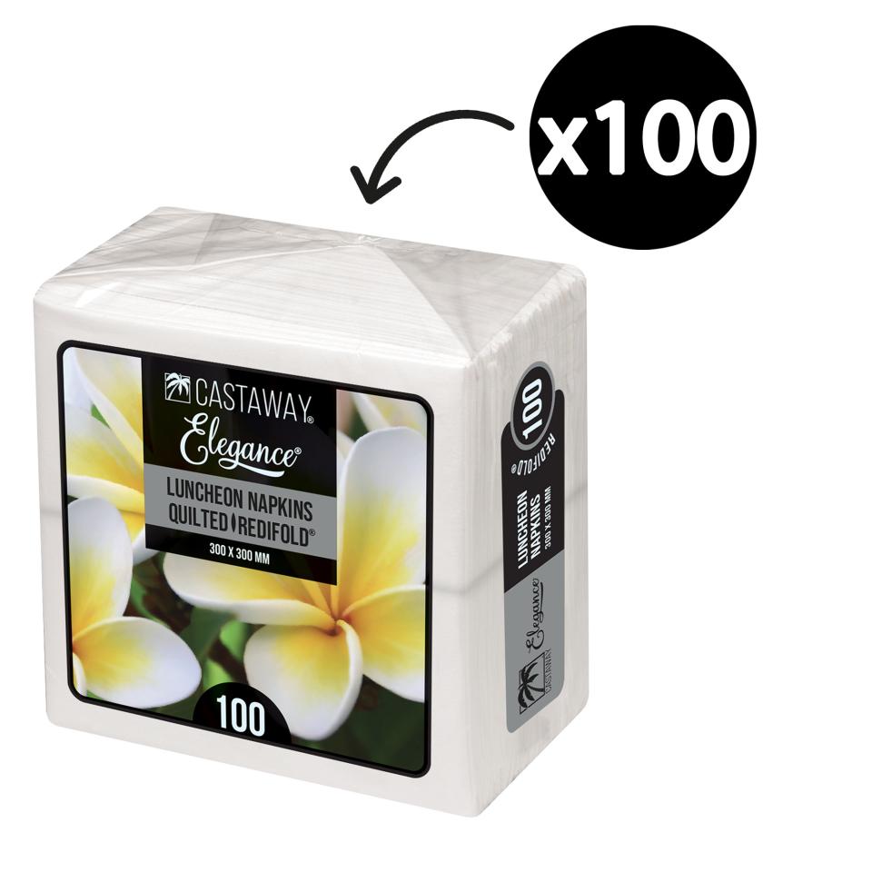 Elegance Luncheon Napkins Redifold 300x 300mm White Pack 100 Image
