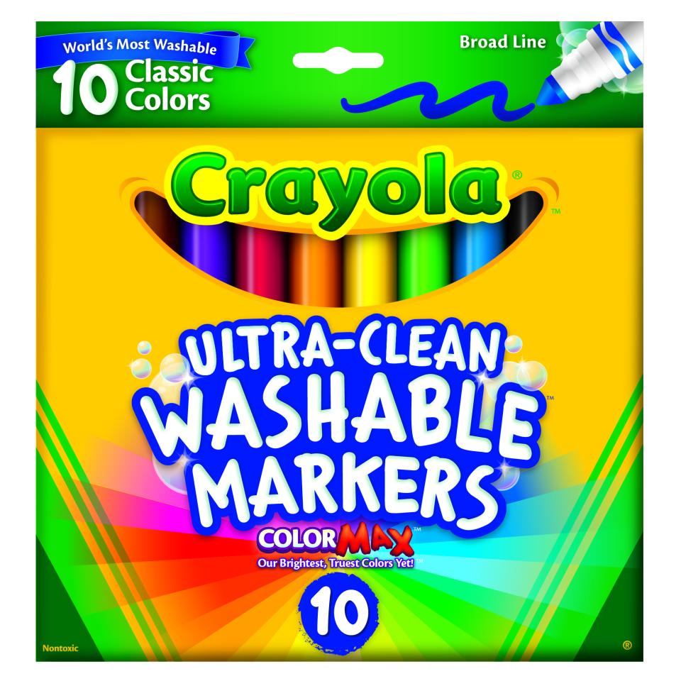 Crayola Ultra Clean Classic Washable Broadline Coloured Markers Assorted Pack 10