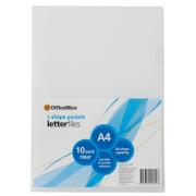 Officemax L Shaped Letter File Pocket A4 Clear Pack 10