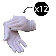 Cotton Interlock Knit Hemmed Gloves White Mens Pair 12 Pack