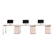 3 Person Straight Desk 3600w X 750d X 720h (620h - 920h) Soft Maple