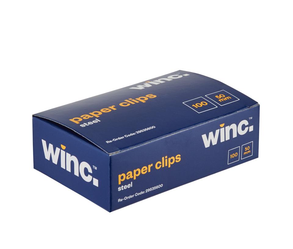 Winc Steel Paper Clip 50mm Box 100 Winc