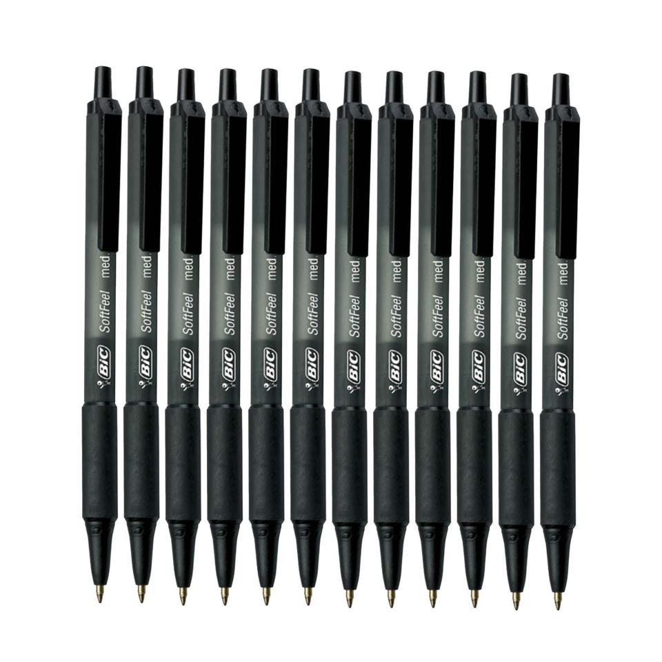 BIC Softfeel Retractable Ballpoint Pen Medium 1.0mm Black Box 12