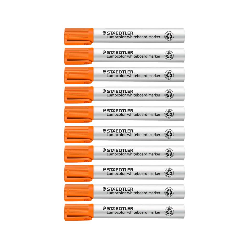 Staedtler Lumocolor Whiteboard Marker Bullet Point Orange Box 10 Image