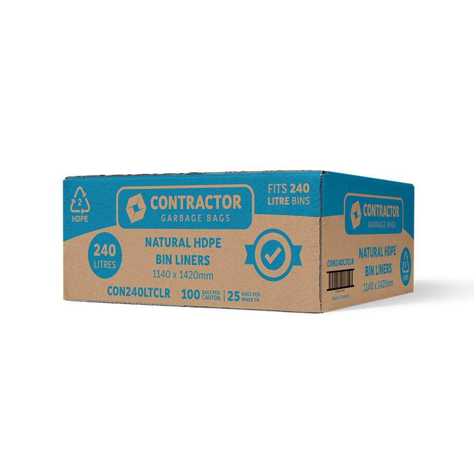 Austar Bin Liner Contractor 240 Litre Natural Opaque Carton 100 Image