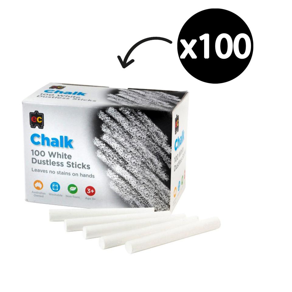 Educational Colours Dustless Chalk White Box 100
