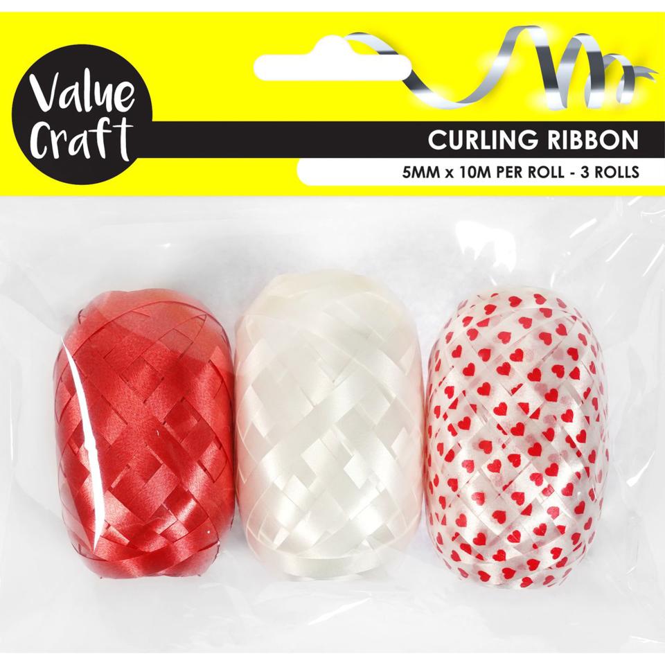 Arbee Curling Ribbon Heart Mix 10m Pack 3 Image