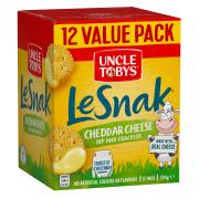 Uncle Tobys Le Snak Cheddar Cheese Crackers Snack 22g Box 12