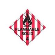 Brady Dangerous Goods Labels Flammable Solid 4 100mmx100mm Red White Black Paper 1000 Roll