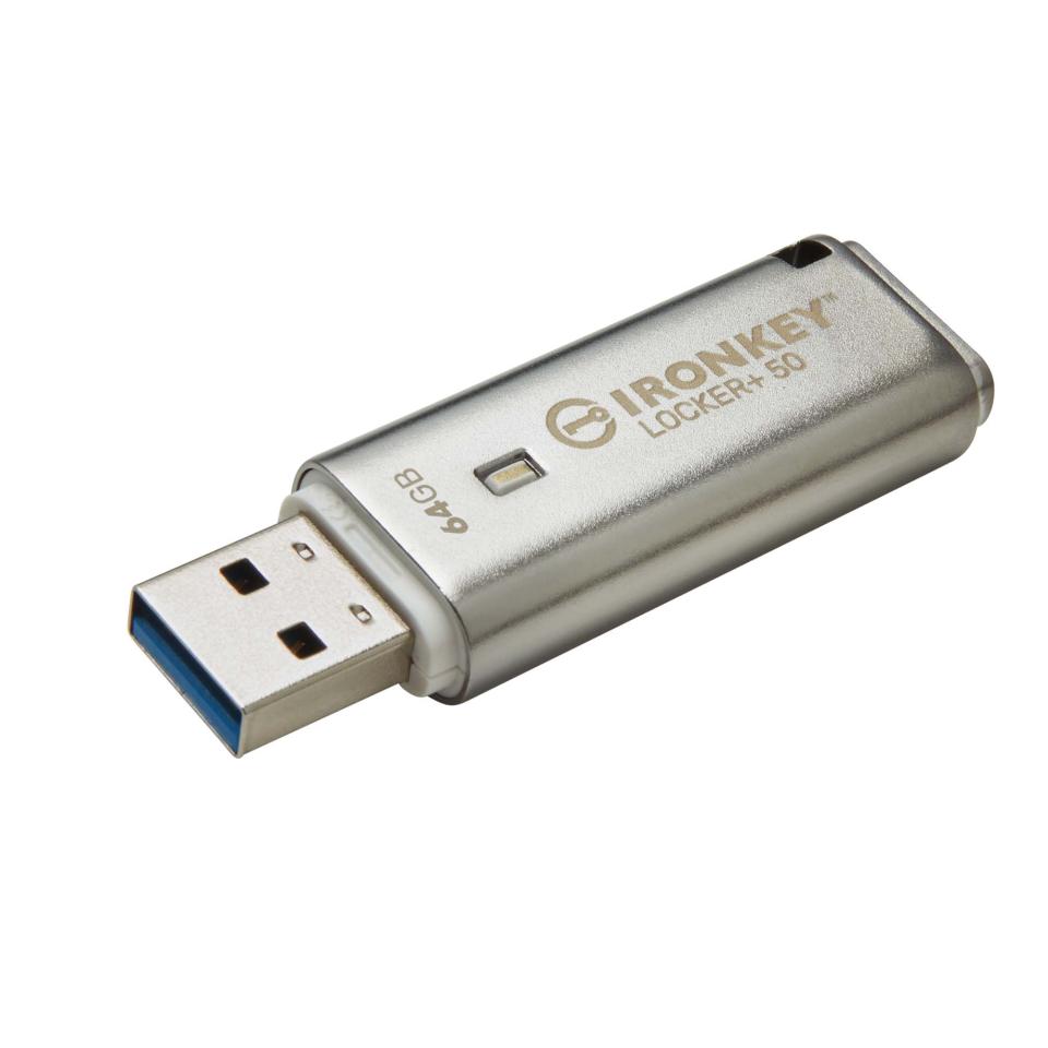 Kingston Ironkey Locker+ 50 Encrypted USB Automatic Usbtocloud Back Up 64gb Image