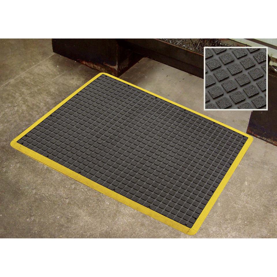 MatTEK Air Grid Anti Fatigue Matting Black With Yellow Border 900 x 1200mm