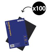 Winc Leathergrain Binding Cover A4 300 gsm Black Pack 100