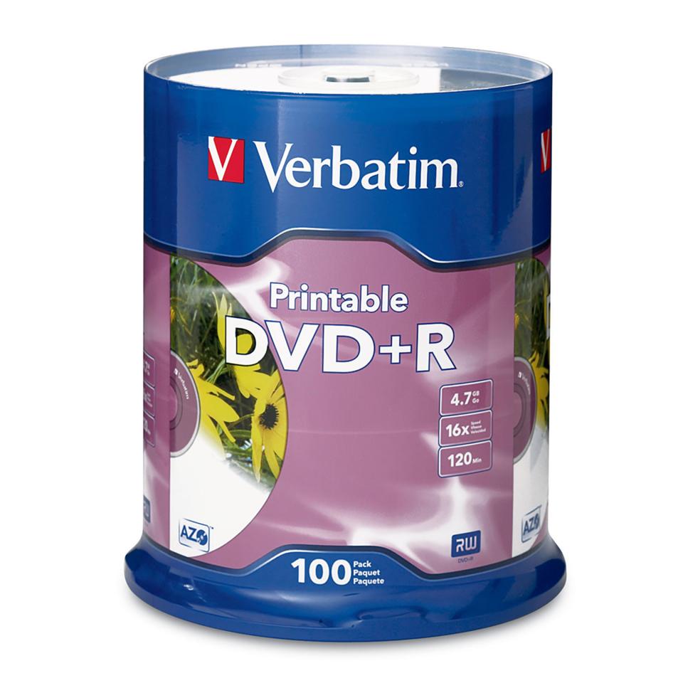 Verbatim Printable DVD+R 4.7 GB / 16x / 120 Min - 100-Pack Spindle
