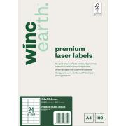 Winc Earth Premium Laser Labels 64x33.8mm 24 Per Sheet Pack of 100 Sheets