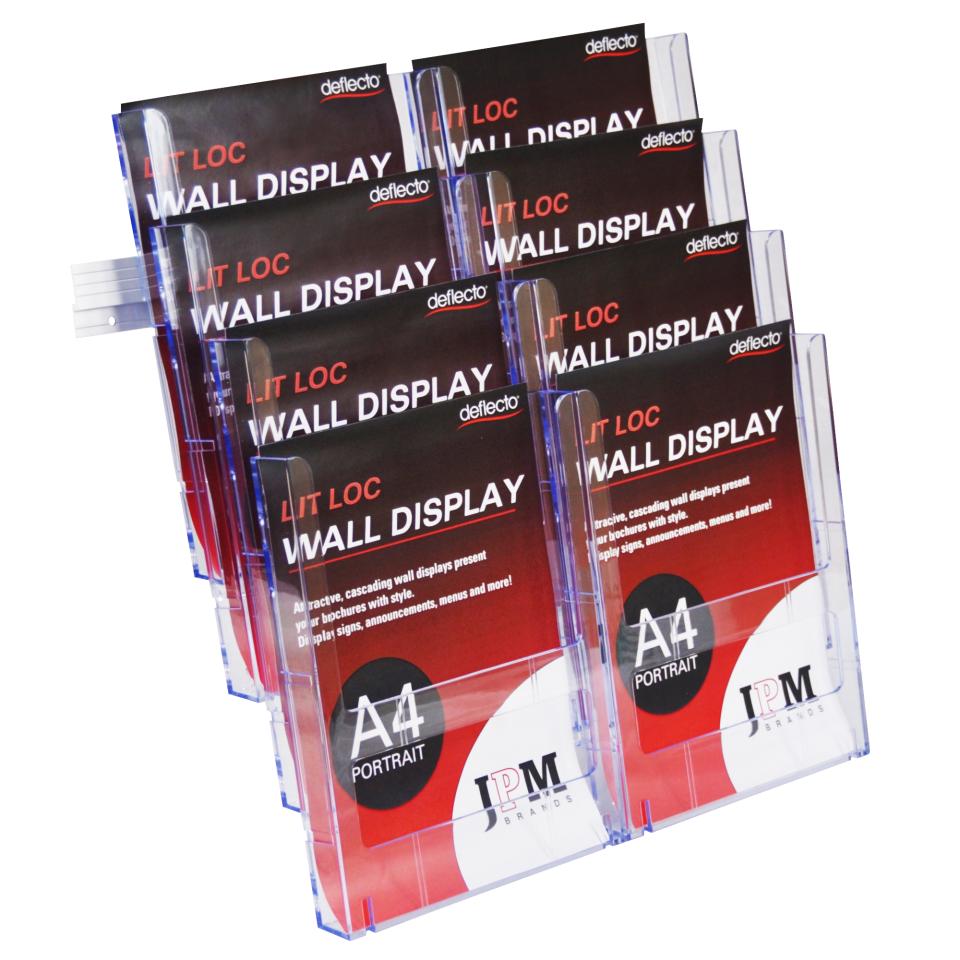 Deflecto Brochure Holder 8 Compartments Wall Mountable A4 Clear