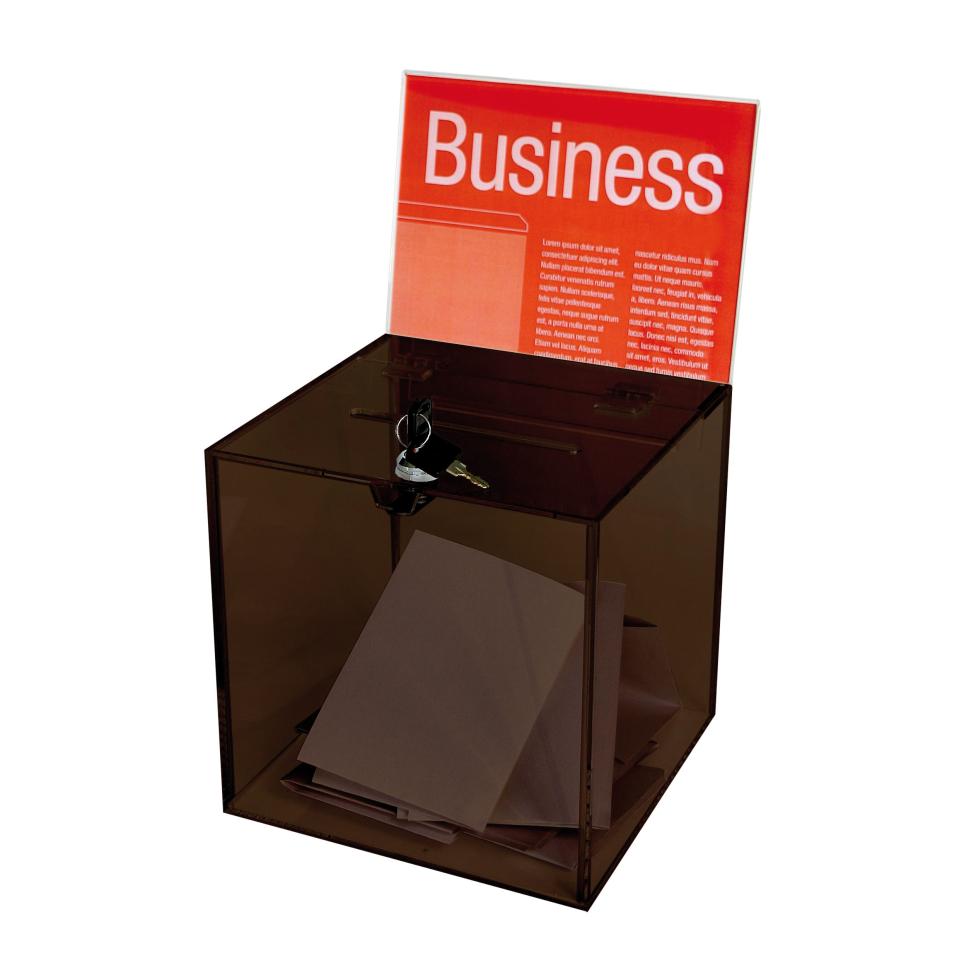 Esselte Suggestion/Ballot Box with Header Card & Lock Large Smoke