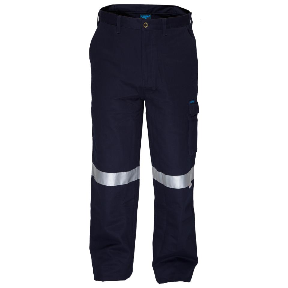 Prime Mover Wwp701K Cotton Drill Cargo Pants Reflective Tape Navy 92R