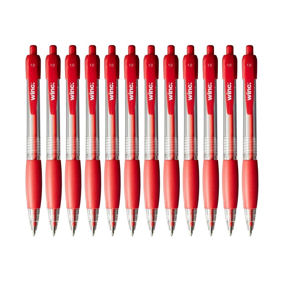 Winc Retractable Ballpoint Pen Medium 1.0mm Red Box 12