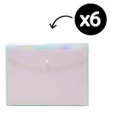 Marbig Document Wallet with 6 File Inserts Pastel Assorted Pack of 6 Document Wallets