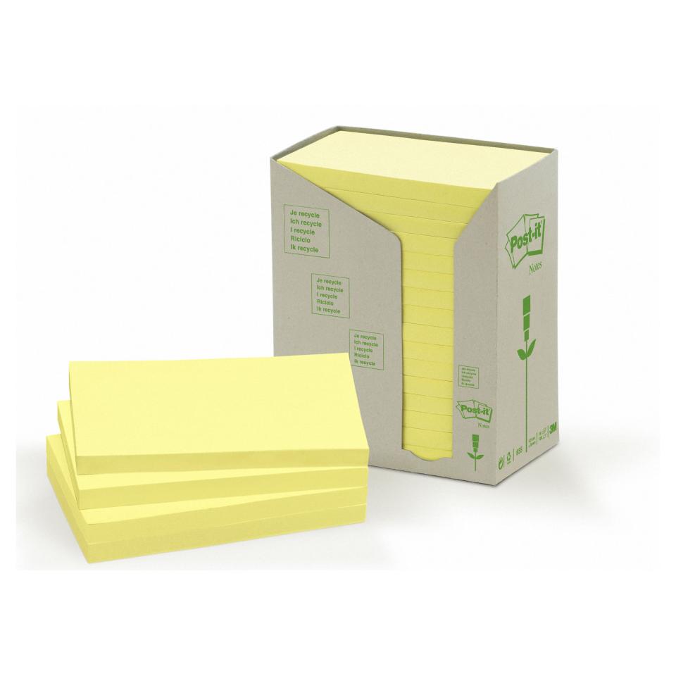 PostIt Recycled Paper Notes 655Rty 76 X 127mm 16Pk Winc