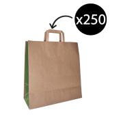 Castaway Paper Carry Bag Flat Paper Handles Brown 340x320x140mm Carton 250