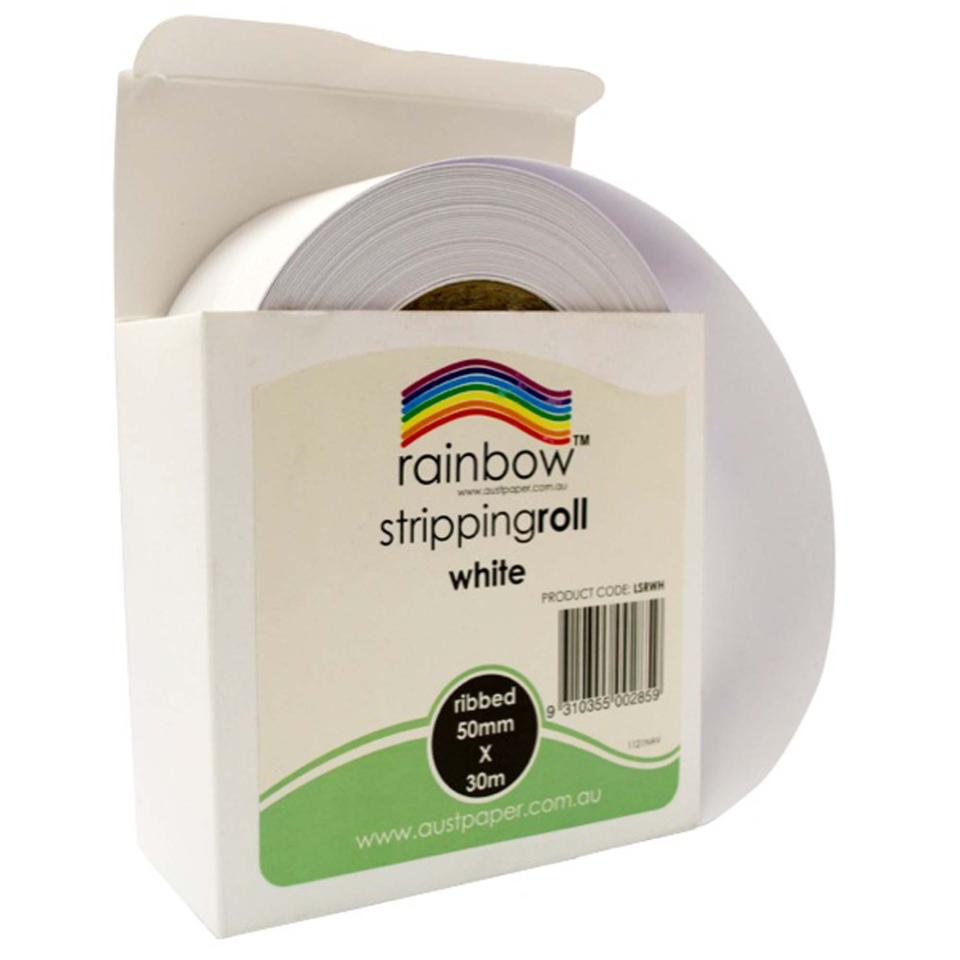 Rainbow Stripping Paper Embossed 50mmx30m White Roll