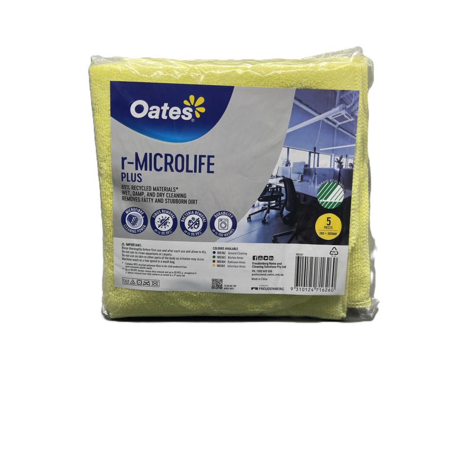 Oates R-microlife Plus Recycled Microfibre Cloth Yellow Pack 5 Image