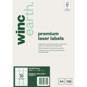 Winc Earth Premium Laser Labels 64 x 26.7mm 30 Per Sheet Pack of 100 Sheets