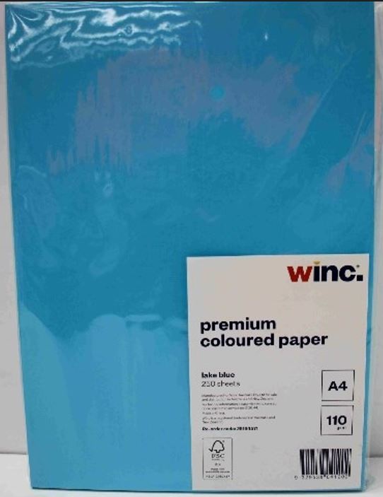 Winc Premium Coloured Cover Paper A4 110gsm Lake Blue Pack 250 | Winc