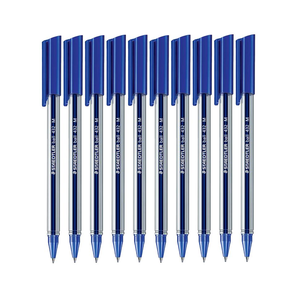Staedtler Stick Plus Ballpoint Pen Medium 0.45mm Blue Box 10