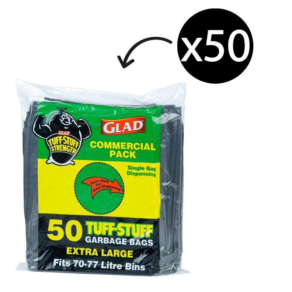 Glad XLHD50/4 Tuff Stuff Garbage Bag XLarge 70-77L Pack 50