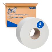 Scott Compact Jumbo Roll Toilet Tissue 5748 1 Ply 6 Rolls 3600m