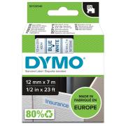 Dymo D1 Label Printer Tape 12mm x 7m Blue On White