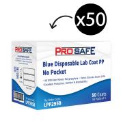 Disposable Lab Coat No Pocket with Velcro Closures PP Blue Carton 50