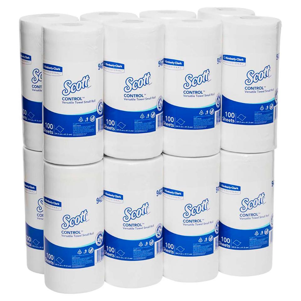 Scott Control 94210 Versatile Towel Small Roll Mulitipurpose Wipe 100 Sheets White Carton 16 