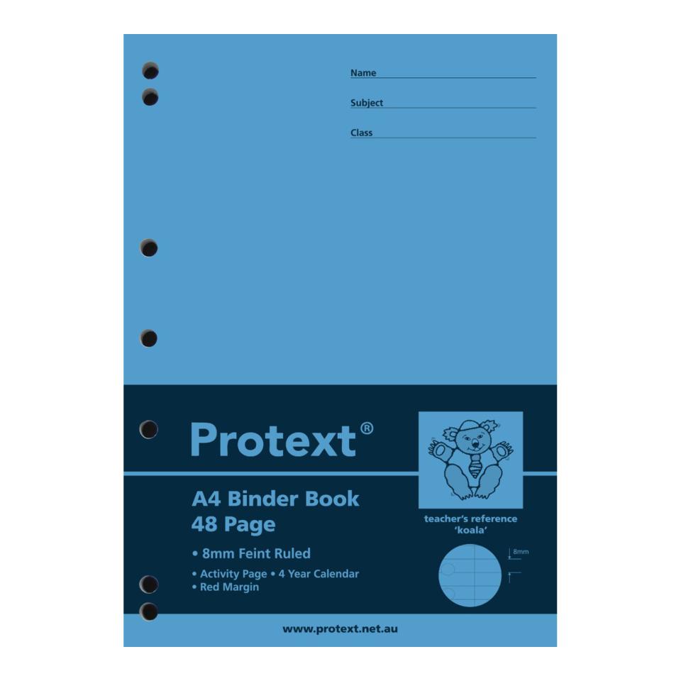 Protext Binder Book A4 Polypropylene Stapled 8mm Ruled 48 Pages