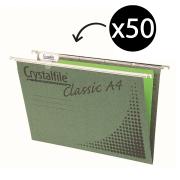 Crystalfile Suspension File Manilla Board 100% Recyclable A4 Green Pack 50