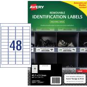 Avery Heavy Duty Removable Labels for Laser Printers - 45.7 x 21.2 mm - 960 Labels (L4778REV )