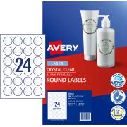 Avery 959164 Clear Round Laser Multi Labels 40mm Pack 10