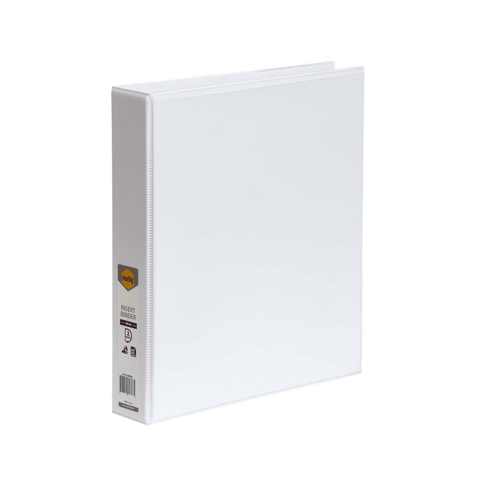 Marbig Clearview Insert Binder A4 2D Ring 38mm White