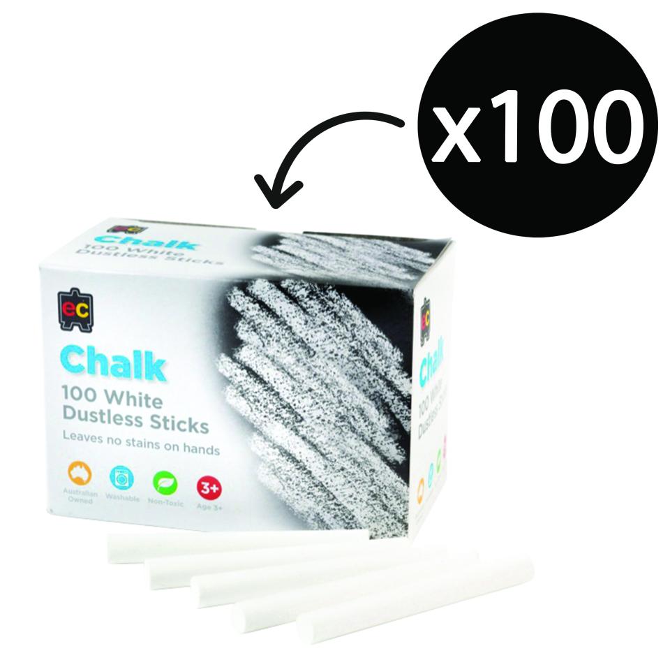 Educational Colours Dustless Chalk White Box 100 Winc