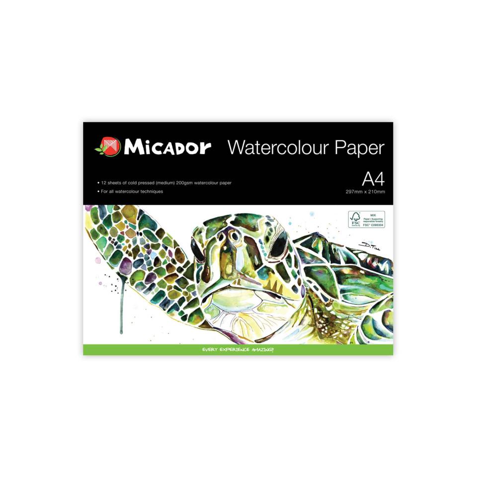 Micador Watercolour Paper Pad A4 200GSM 12 sheets Image